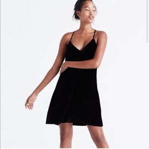 Madewell velvet mini slip dress.